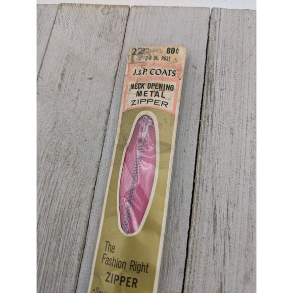 Vintage J&P Coats Neck Opening Metal Zipper 22" Dk Rose 32-B - Picture 2 of 4